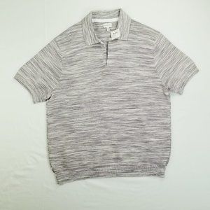 Club Monaco Large Men's Chandails Purple Violet Stripe Short Sleeve Polo Sweater